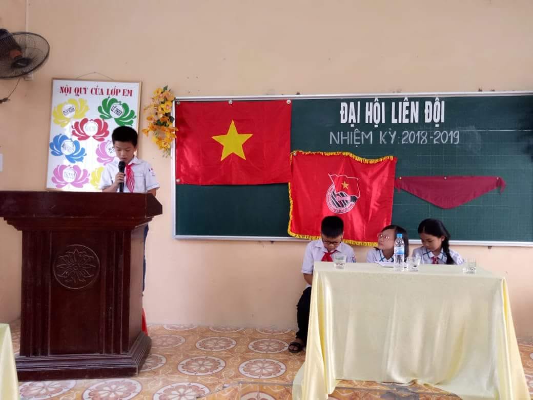 Bạn Đinh Bảo Nam - Chi đội 5C thay mặt cho các bạn đội viên phát biểu tham luận.